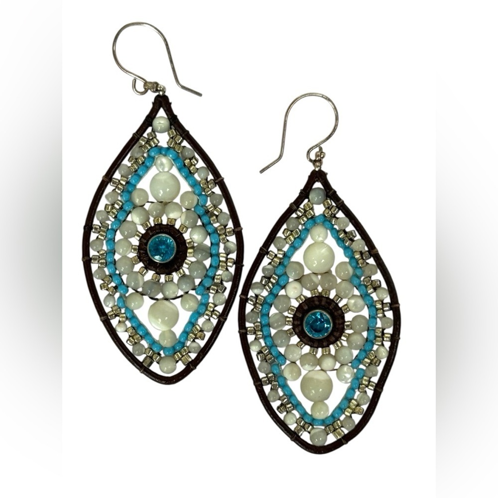 Gorgeous bead and leather earrings